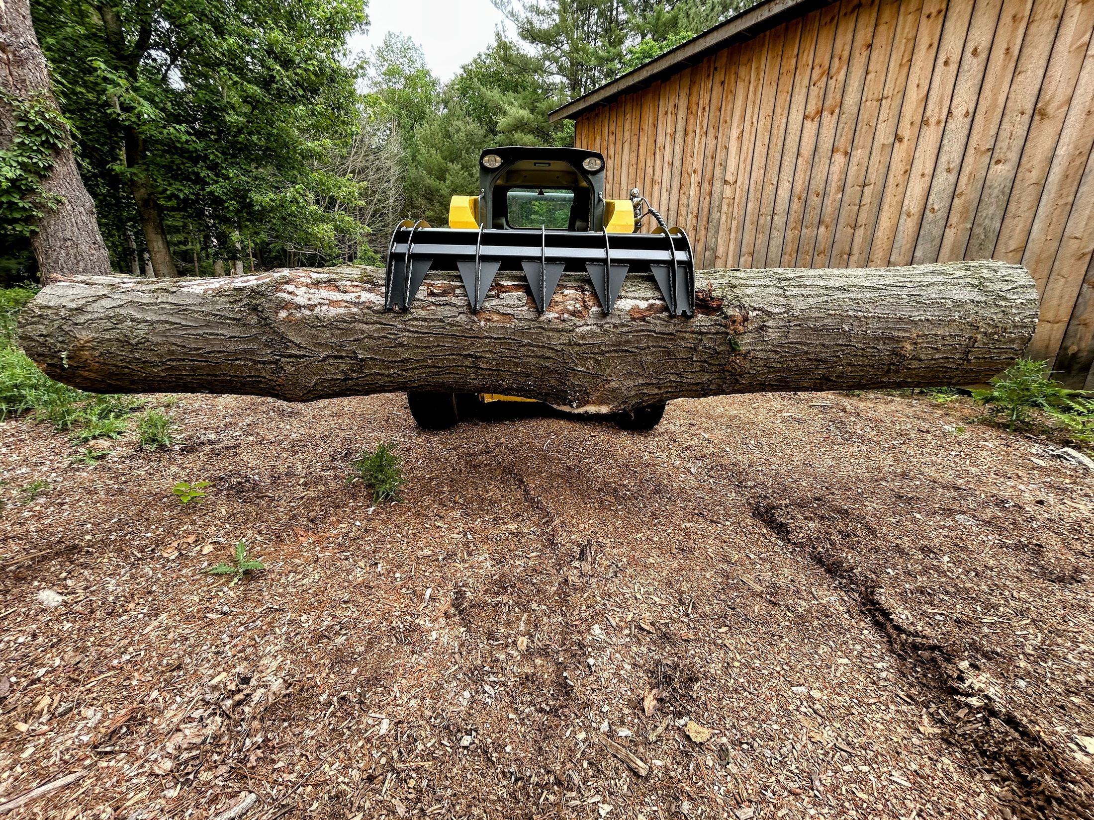 Standard Duty Rake Grapple carrying a log