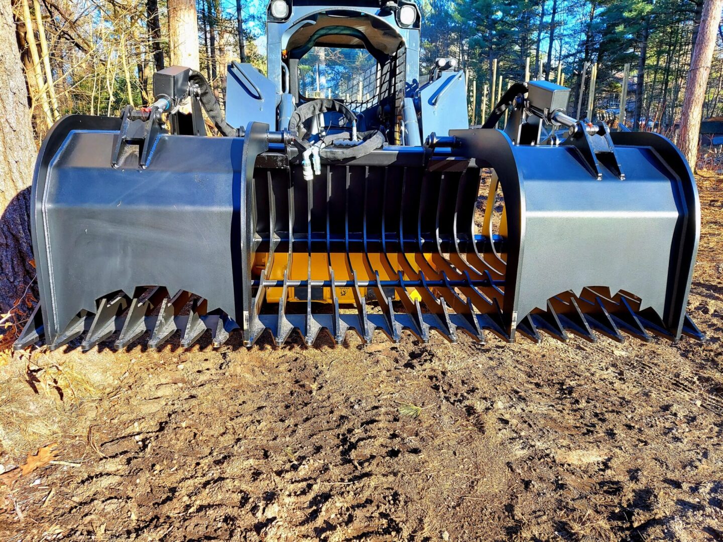 A close up of the front end of a tractor