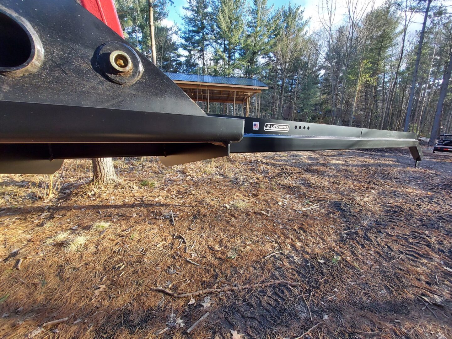 A close up of the bottom of a tractor.