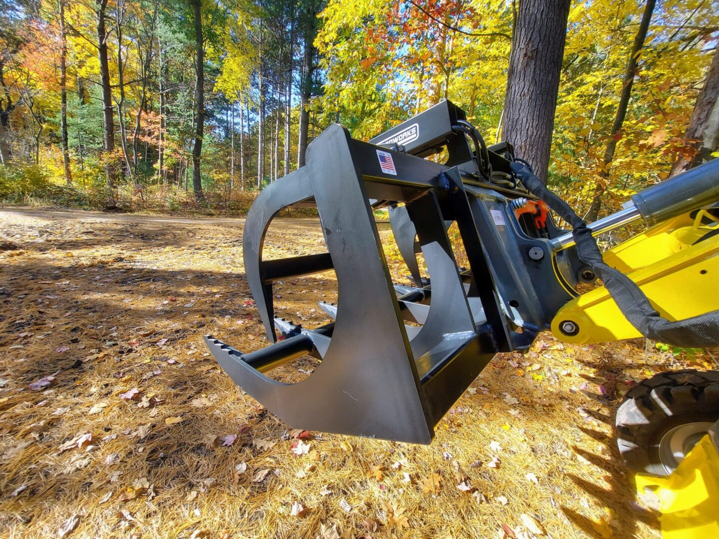 A close up of the back end of a tree spade.