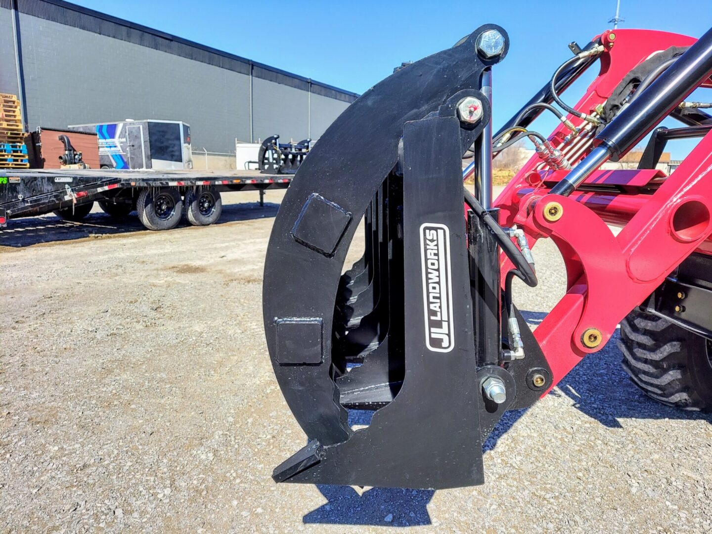 A close up of the back end of a tractor