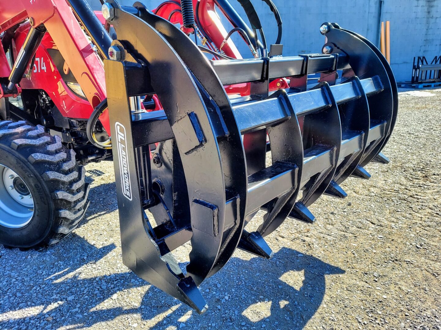 A close up of the front end of a tractor