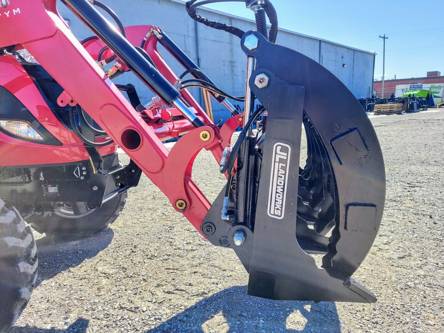 A close up of the front end of a tractor