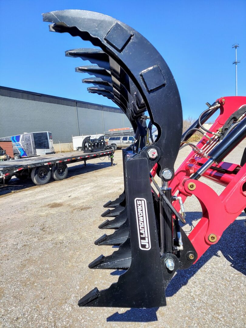 A close up of the back end of a tractor