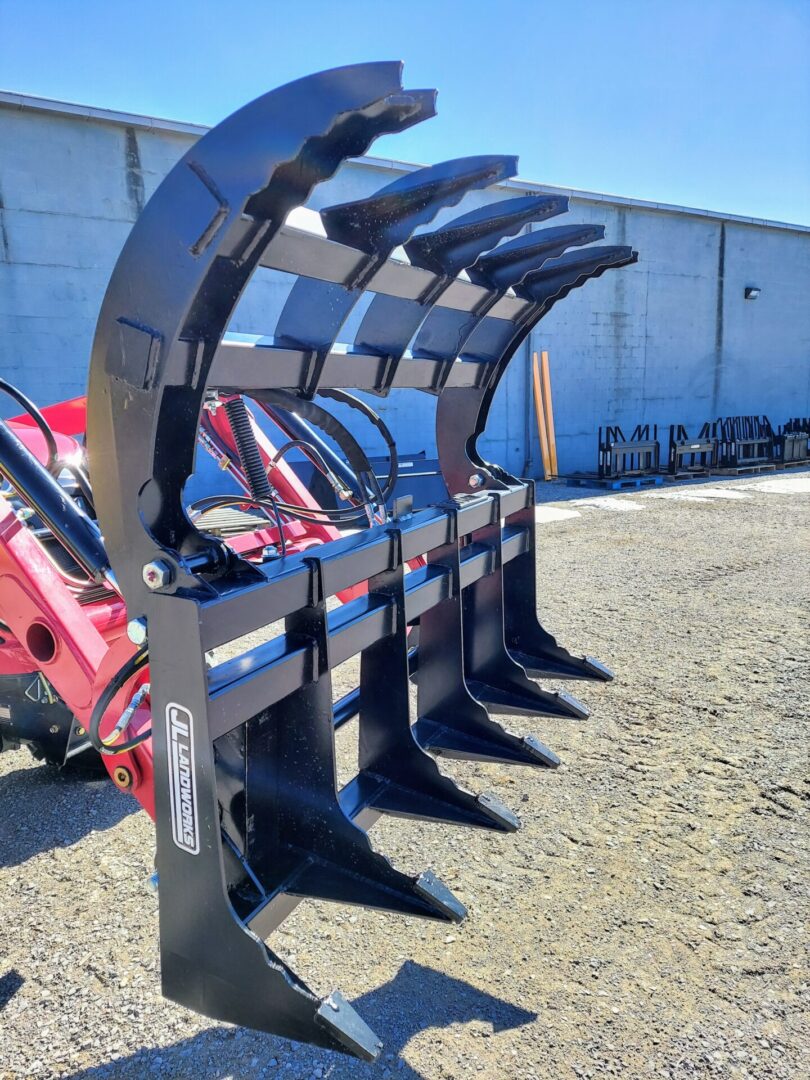 A close up of the back end of a tractor