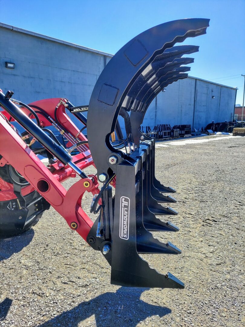 A close up of the back end of a tractor