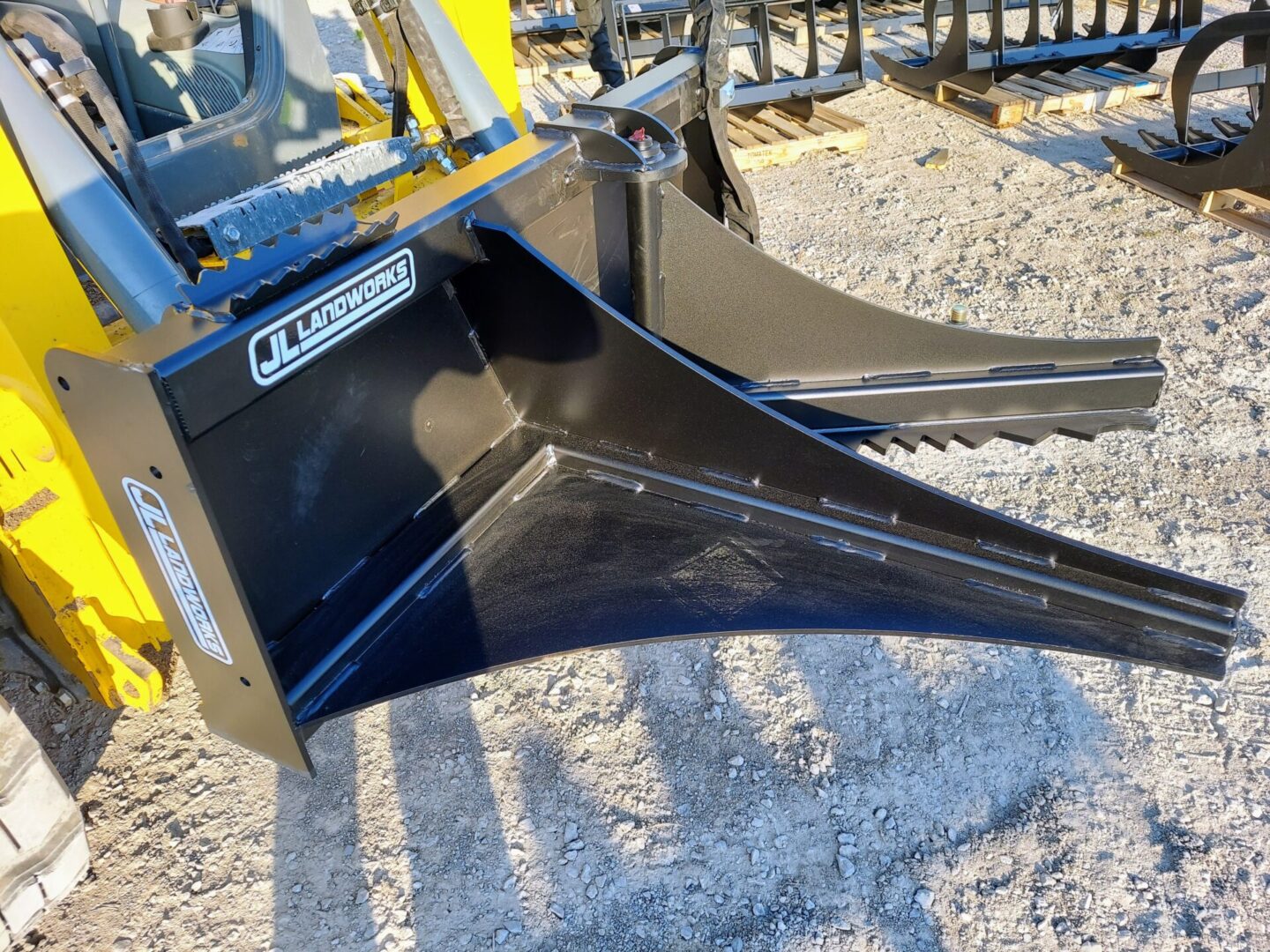 A close up of the blade on a tractor