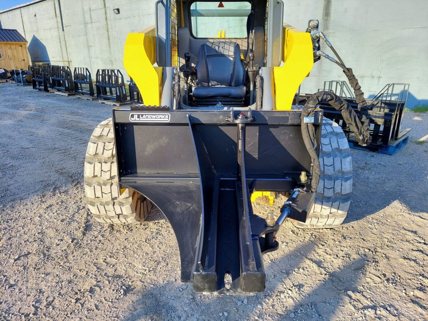 A close up of the back end of a tractor