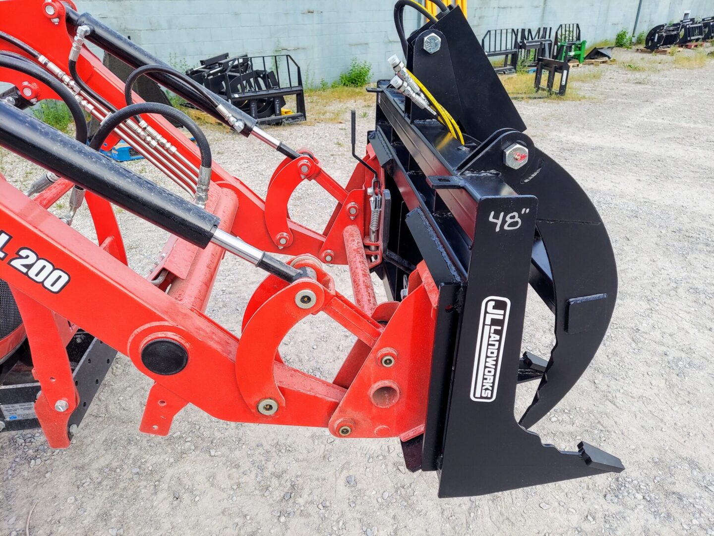 A close up of the back end of a tractor