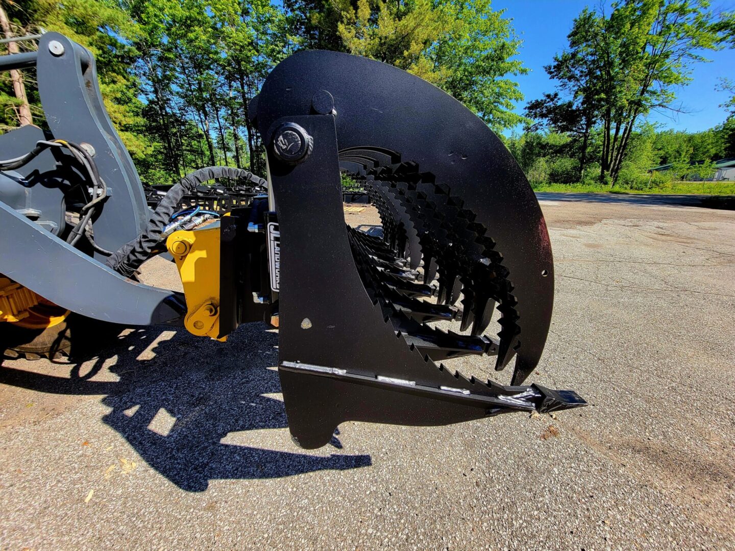 A close up of the back end of a tractor