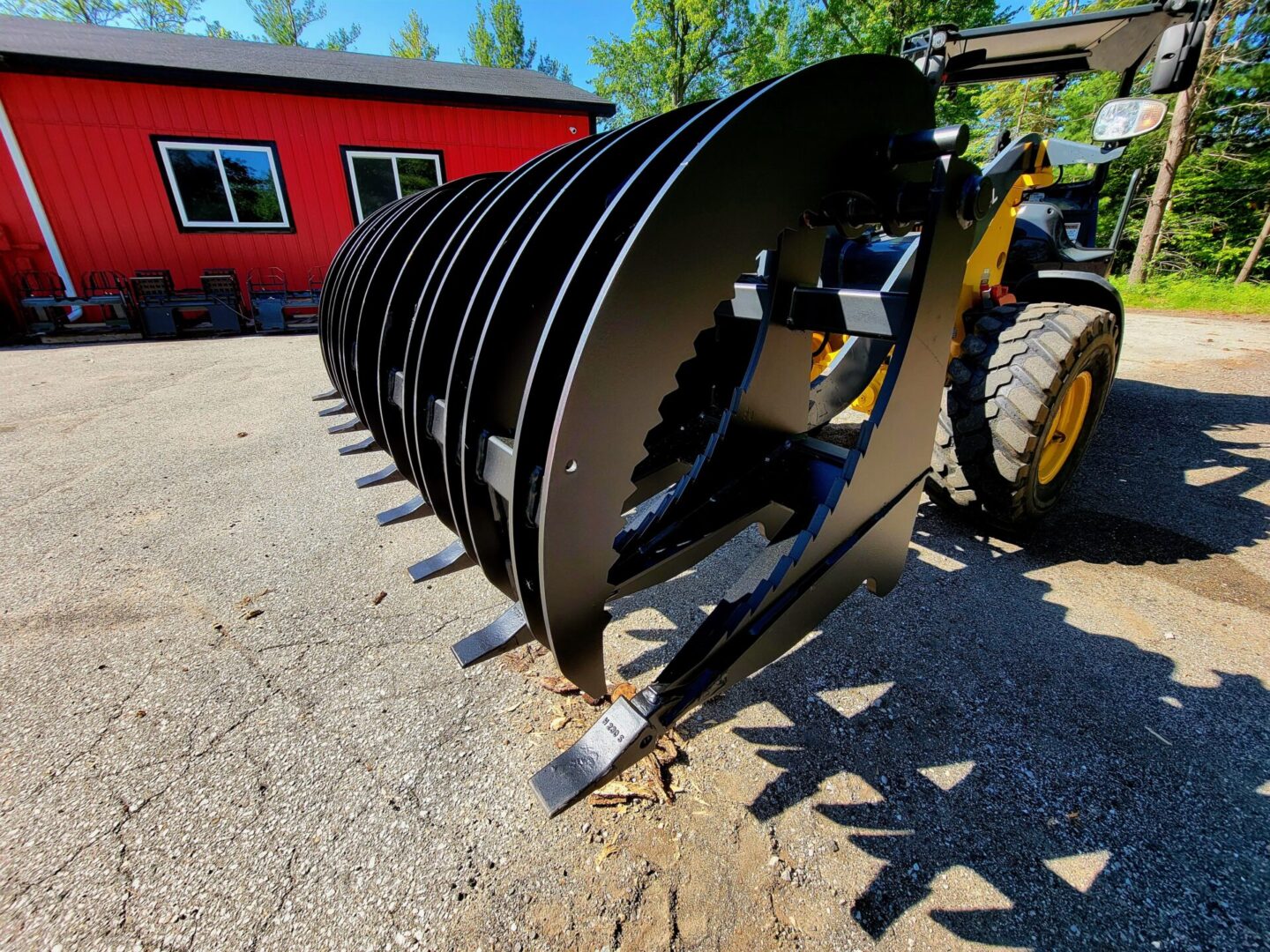 A close up of the back end of a tractor