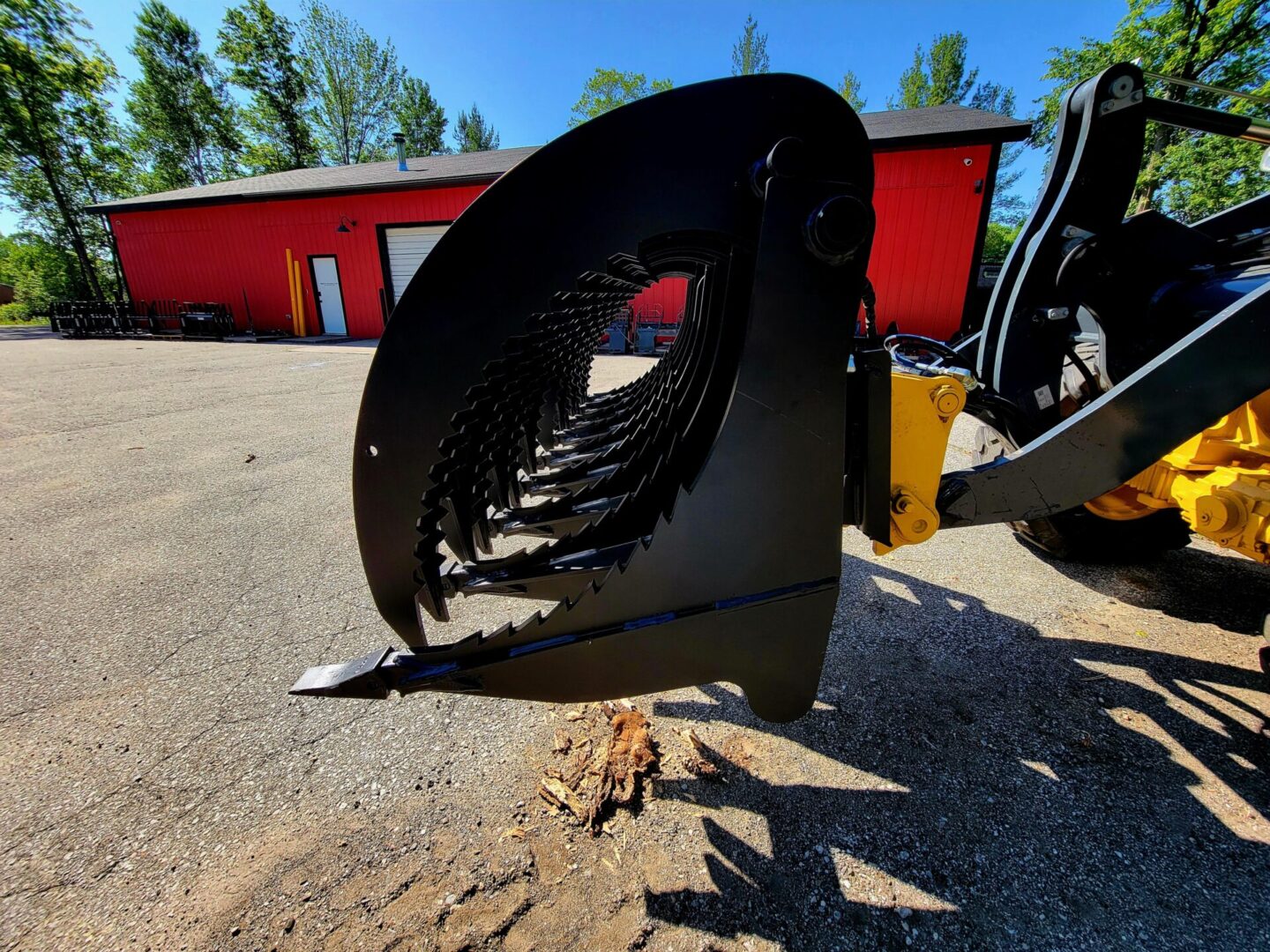 A close up of the front end of a tractor