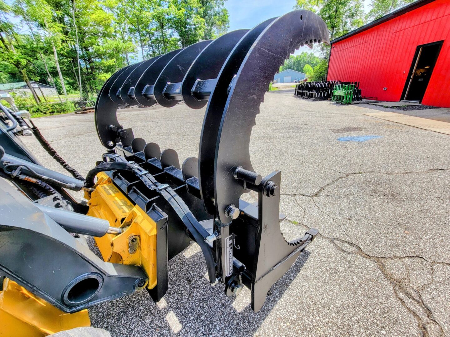 A close up of the front end of a tractor