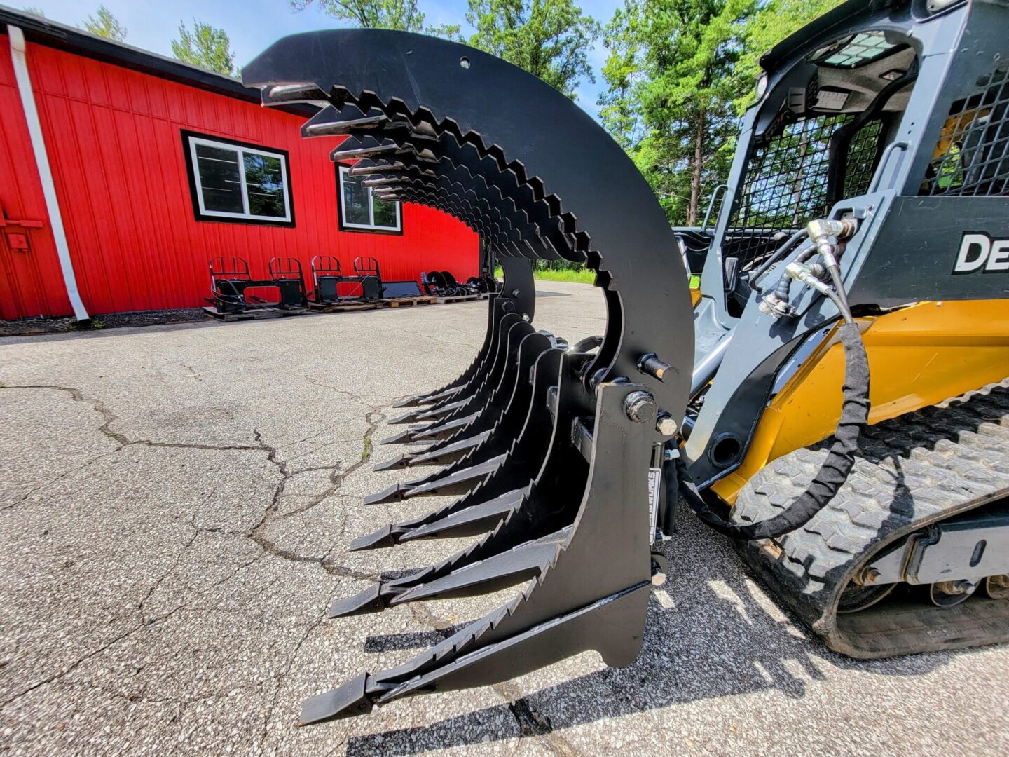 A close up of the back end of a skid steer.