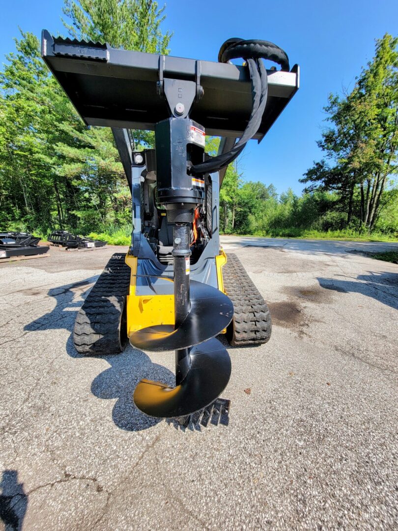 A close up of the front end of a tractor.