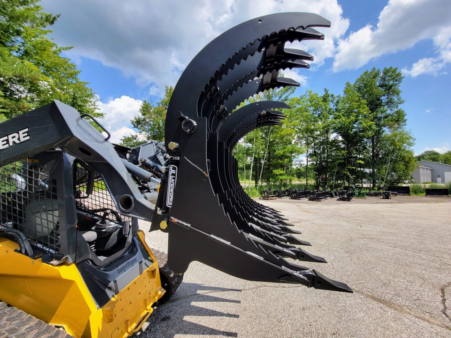 A close up of the back end of a skid steer.