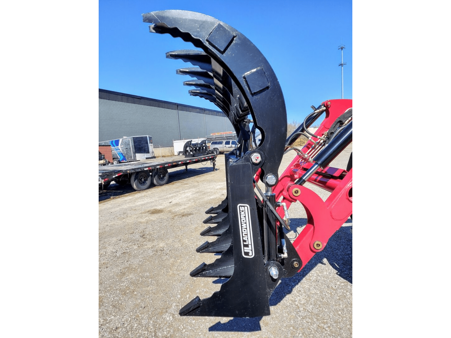 A close up of the back end of a tractor